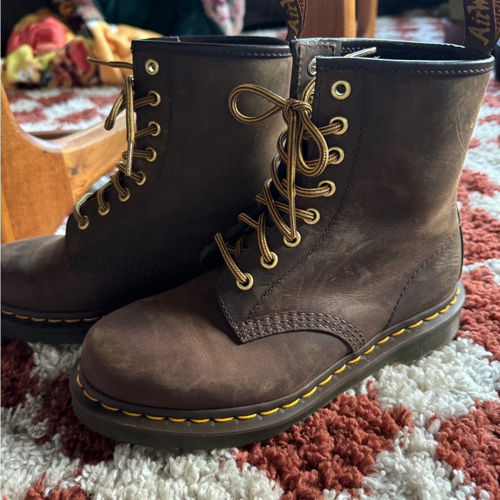 Dr. Martens Brown Leather Lace Up Boots with Sturdy Sole - Picture 2 of 7